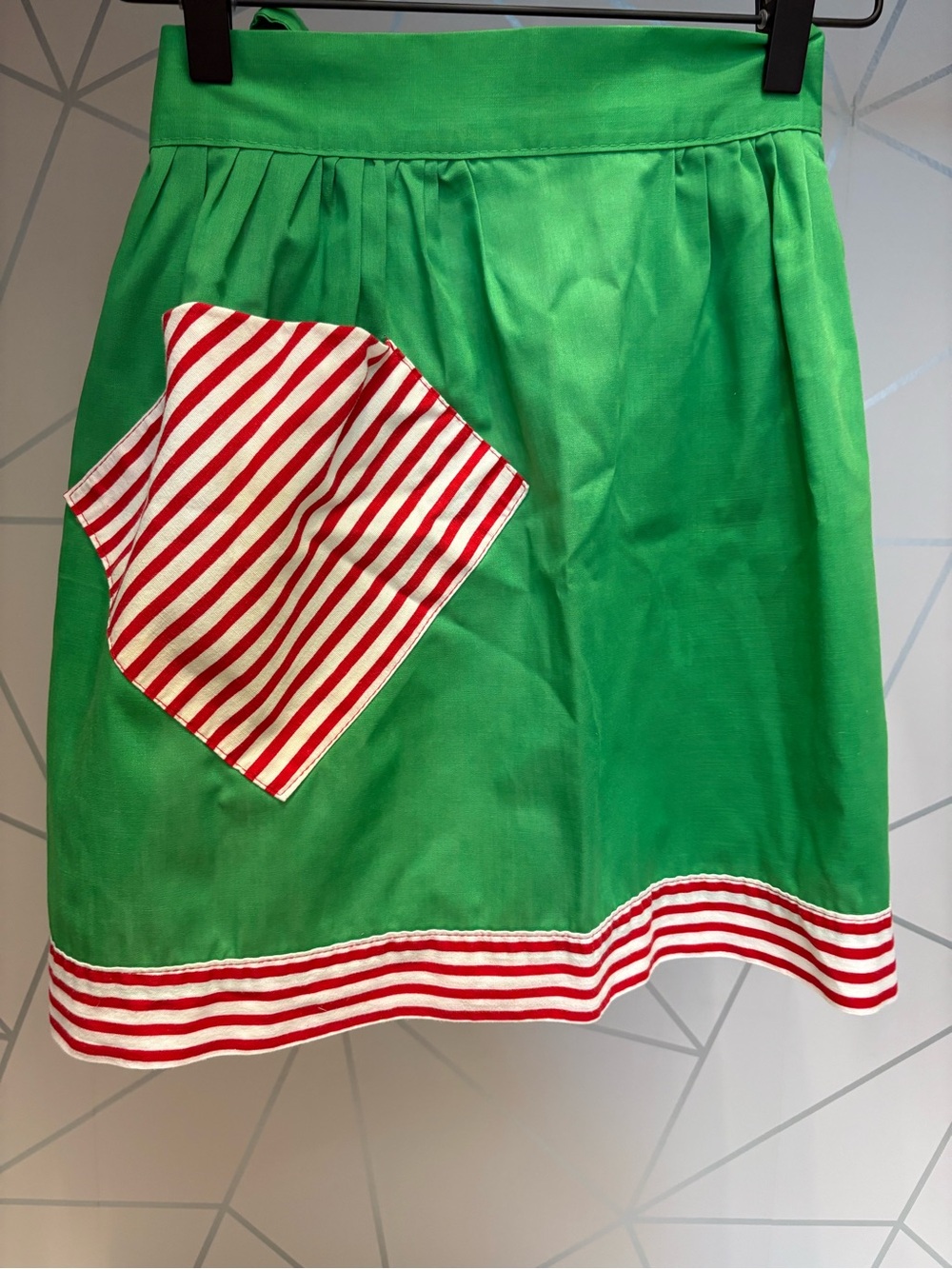 Vintage Christmas Candy Cane Stripe Half Apron Retro Holiday Hostess